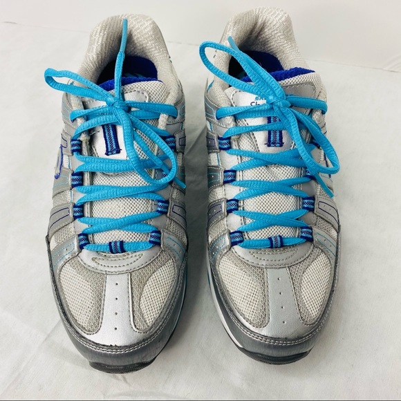 Skechers Shape-Up White Blue Athletic Shoes - Picture 4 of 11